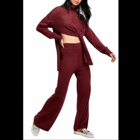 SOLD✨FREE PEOPLE Harper Set Pretty Berry Sweater Pants - Picture 5 of 14